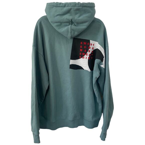 Some Ware Logo Embroidered Hoodie Organic Loopback Cotton Zen Green Size Large - Picture 2 of 13